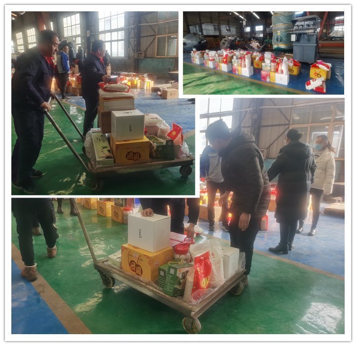 山東金格瑞機(jī)械有限公司為全體員工發(fā)放暖心的春節(jié)福利，一份份實惠的福利捧在員工手里，暖在人人心中。副本